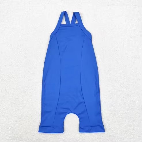 Boutique Wholesale Kids Sleeveless Yoga Clothing Children Solid Color Active Wear Toddler Girls Athletic Tennis Jumpsuits