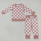 Toddler Boys Fall Winter Clothing Boutique Children Two Piece Plaid Jogger Set Baby Boys Top and Pants Pajamas Set