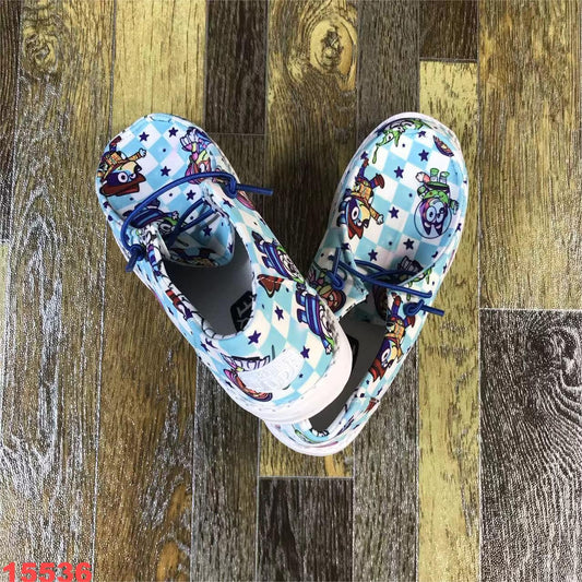 bluey dog star astronaut blue and white plaid children's canvas shoes