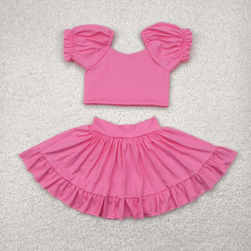 Ready to Ship Baby Girls pink Active Wear Athletic Summer Yoga Skirt Outfit