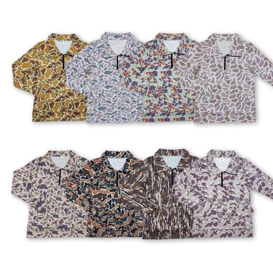 Boutique Wholesale Adult Southern Camouflage Long Sleeve Shirts Fashion Women's Zipper Pullover Tops