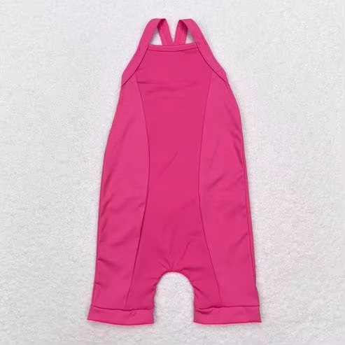 Boutique Wholesale Kids Sleeveless Yoga Clothing Children Solid Color Active Wear Toddler Girls Athletic Tennis Jumpsuits